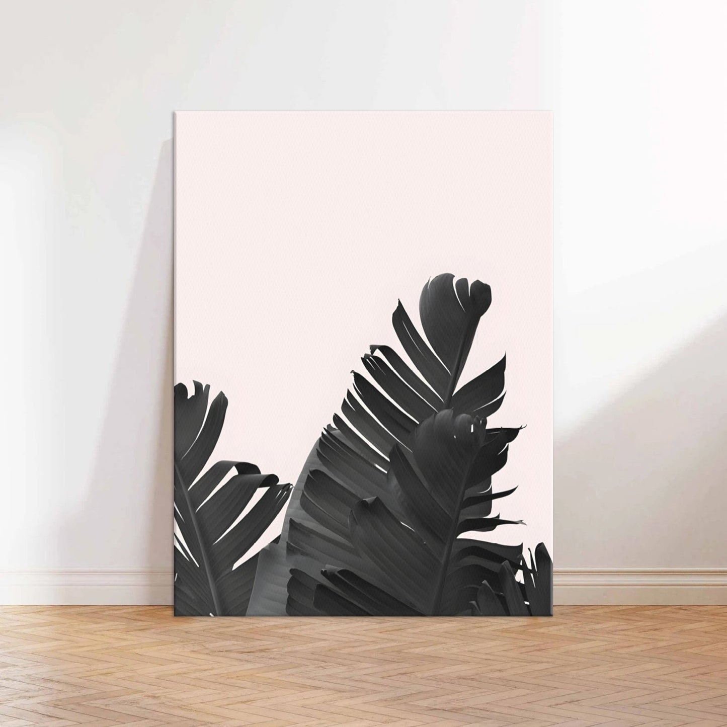 Black Leaf with Pink Canvas Wall Art Print