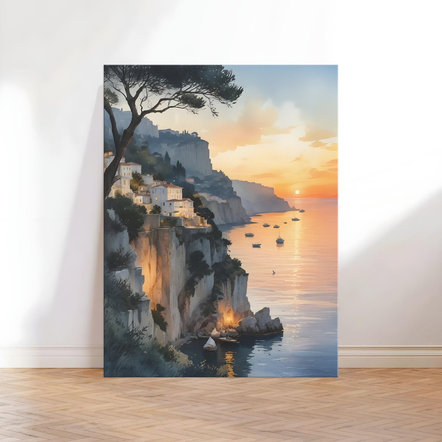 Coastal Villas Italy Canvas Art Print
