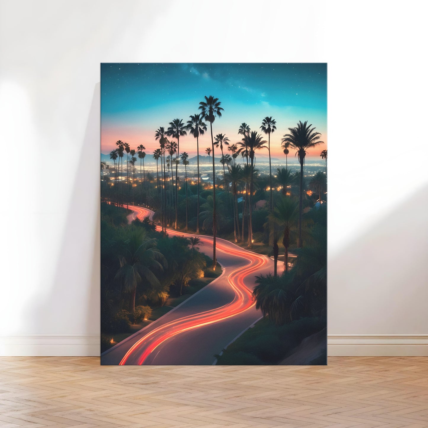 Los Angeles Neon Sunset Canvas Wall Art Print