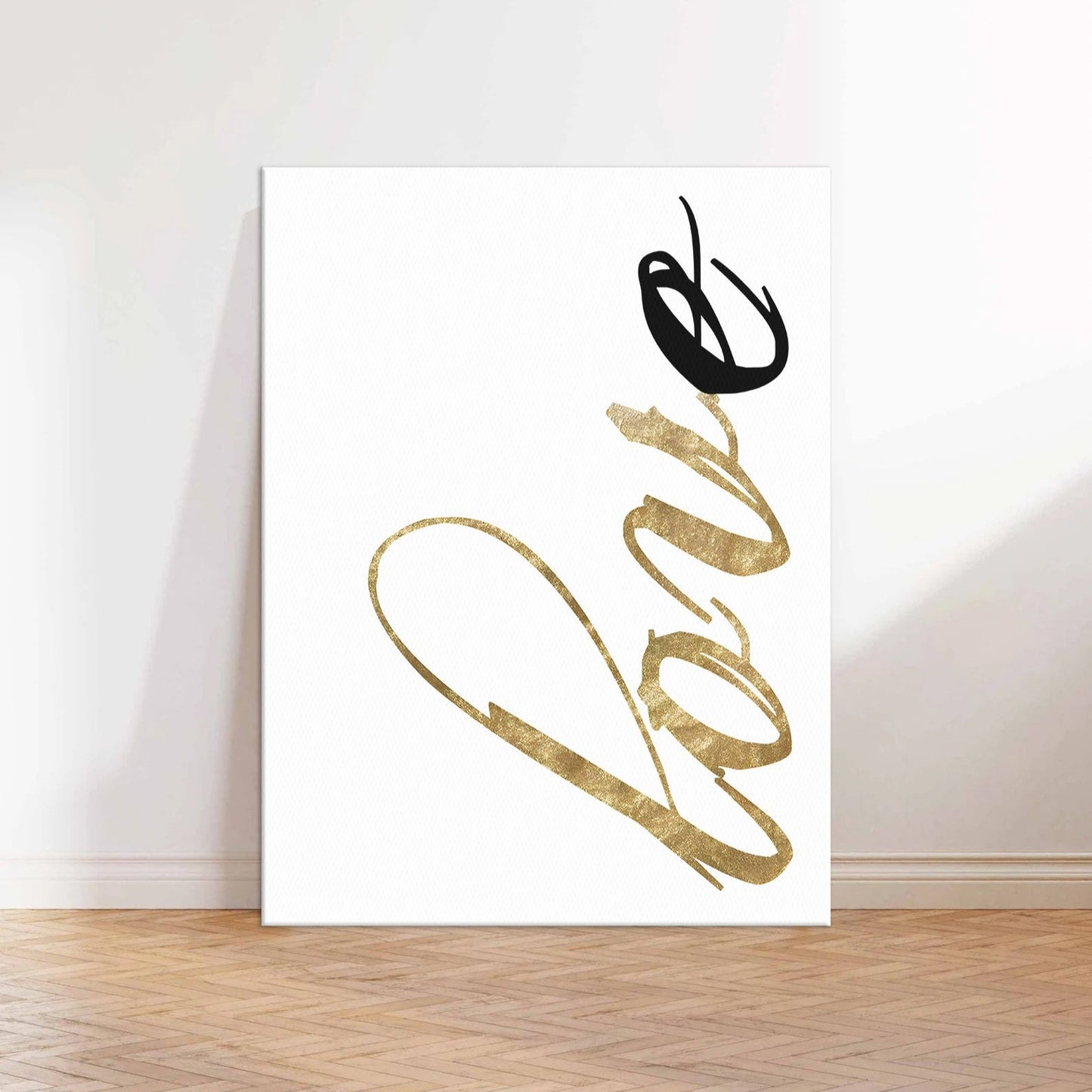 Love In Gold Leaf Canvas Wall Art Print