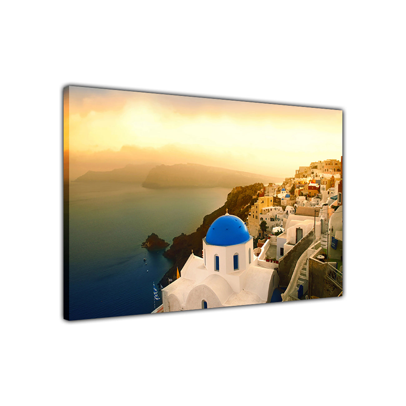 Santorini Greece Sunrise Canvas Wall Art Picture Print for the Living Room, Bedroom, Home Decor