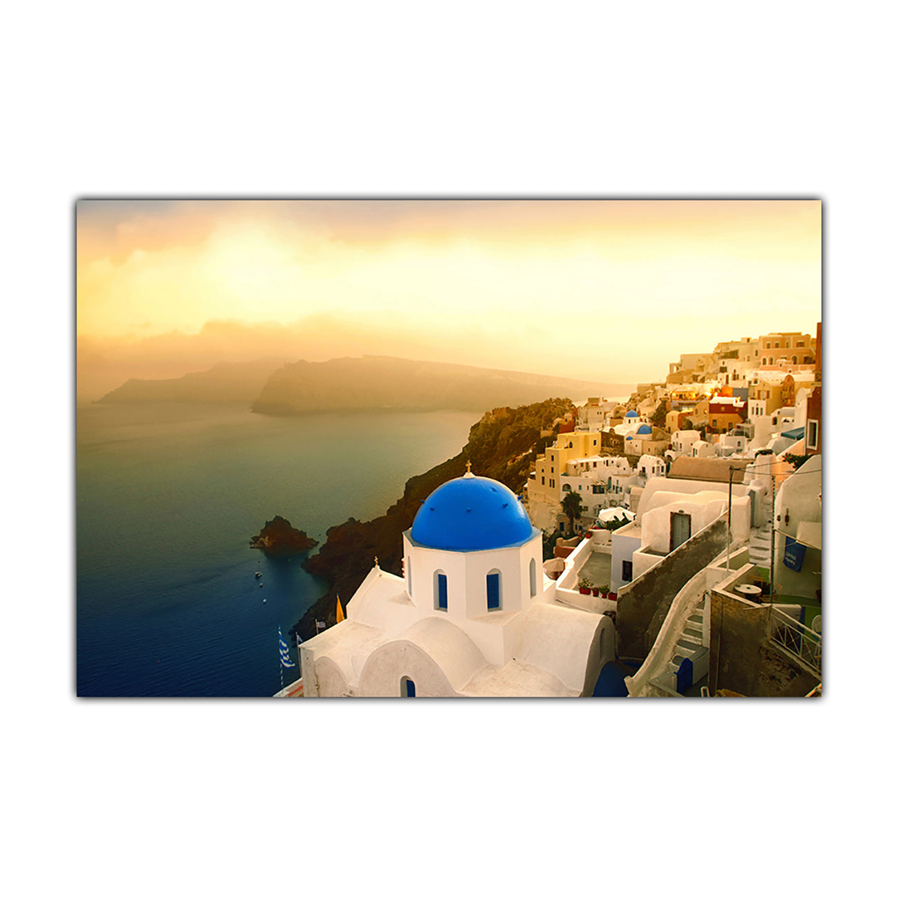 Santorini Greece Sunrise Canvas Wall Art Picture Print for the Living Room, Bedroom, Home Decor