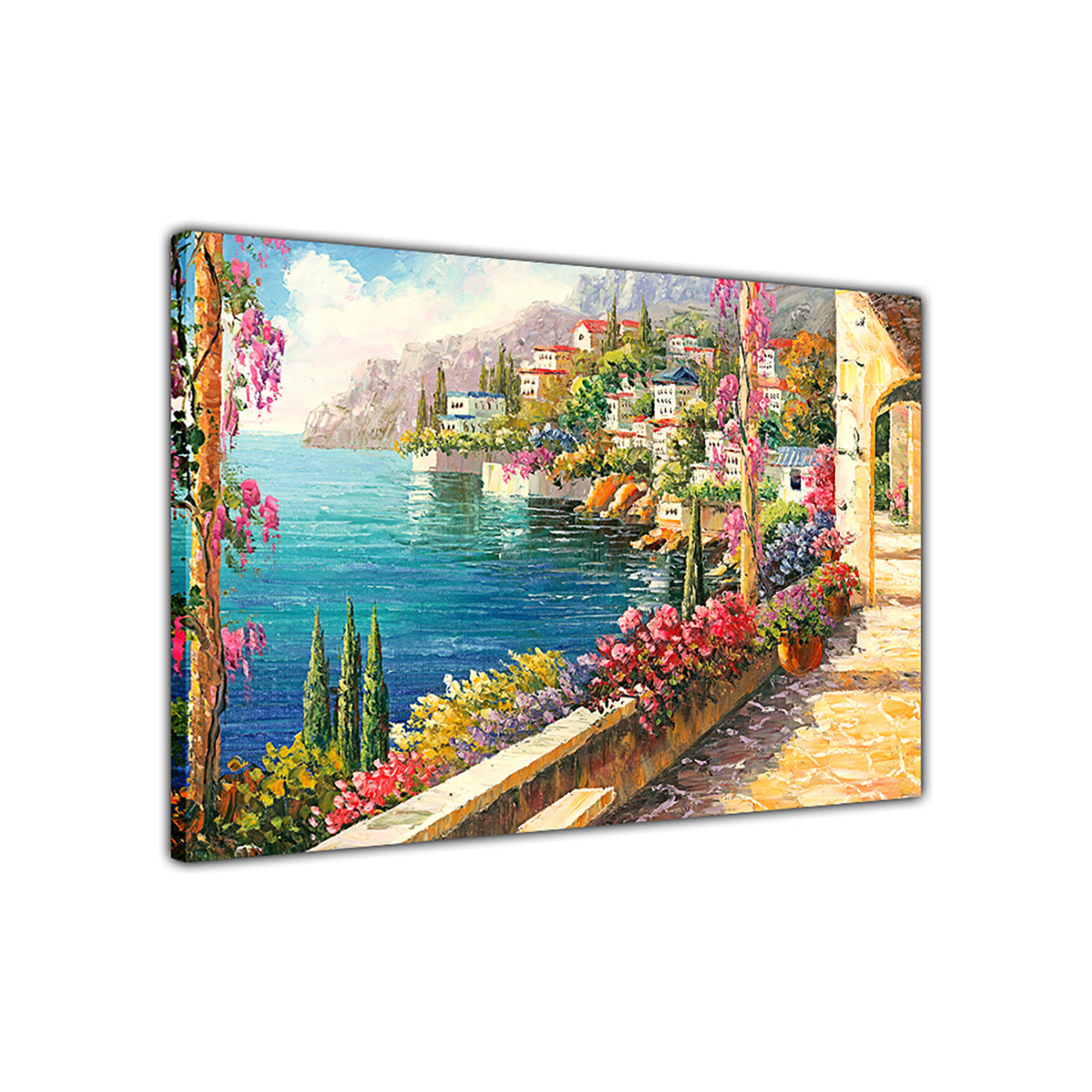 Mediterranean Balcony Canvas Wall Art Picture Print for the Living Room, Bedroom, Home Decor