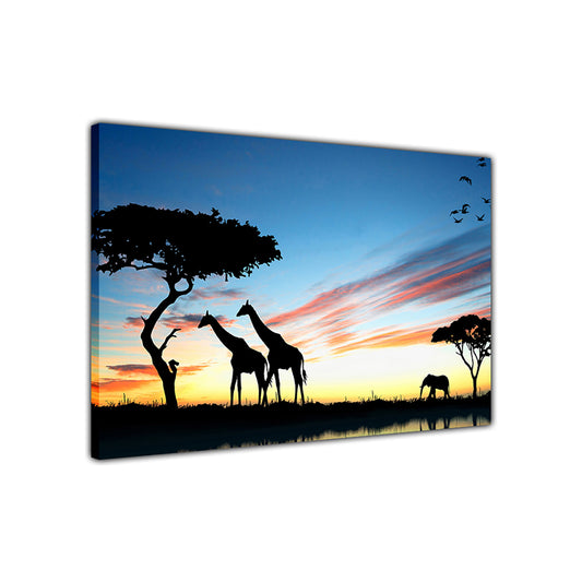 Wildlife Silhouette Canvas Wall Art Picture Print for the Living Room, Bedroom, Home Decor
