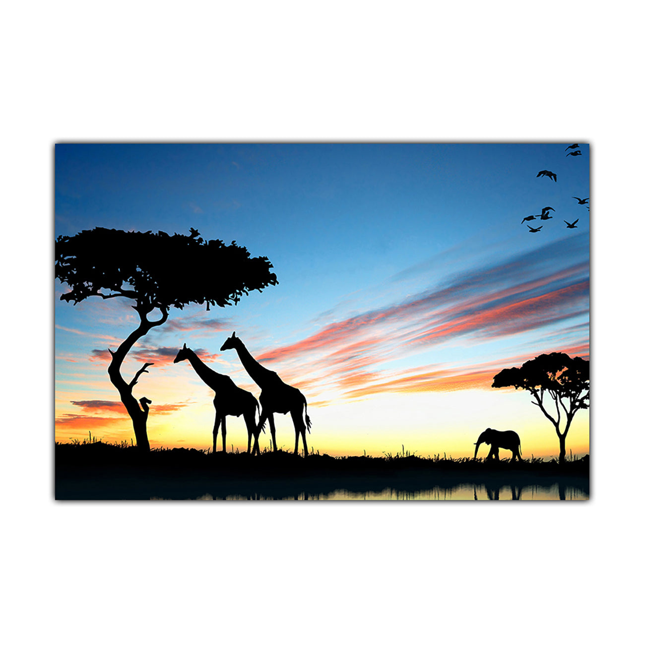 Wildlife Silhouette Canvas Wall Art Picture Print for the Living Room, Bedroom, Home Decor