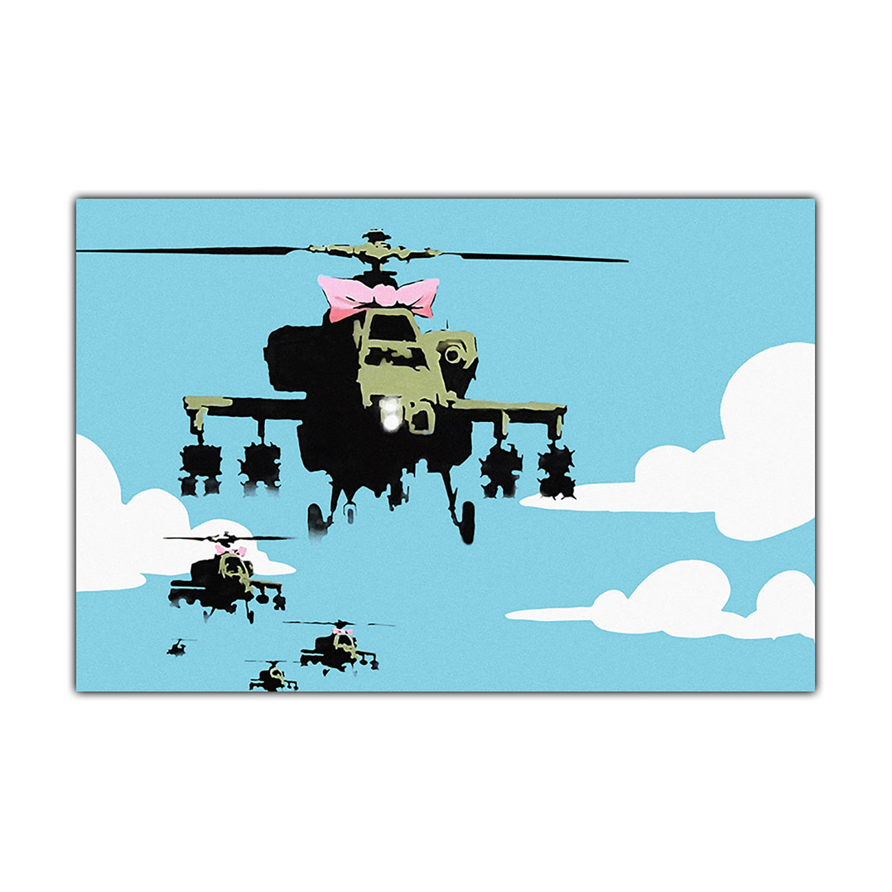 Banksy Helicopter Canvas Wall Art Picture Print for the Living Room, Bedroom, Home Decor