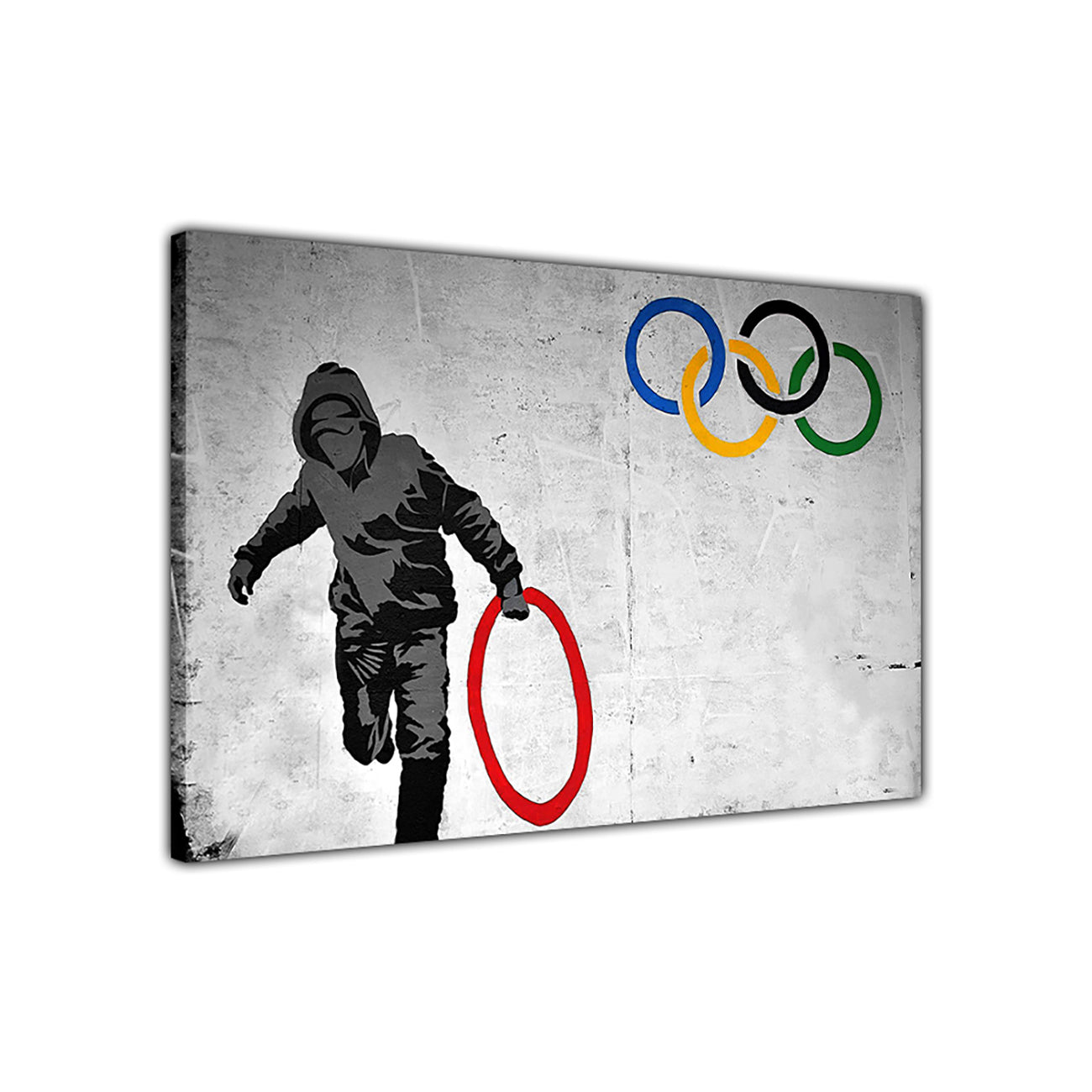 Banksy Olmypic Ring Canvas Wall Art Picture Print for the Living Room, Bedroom, Home Decor