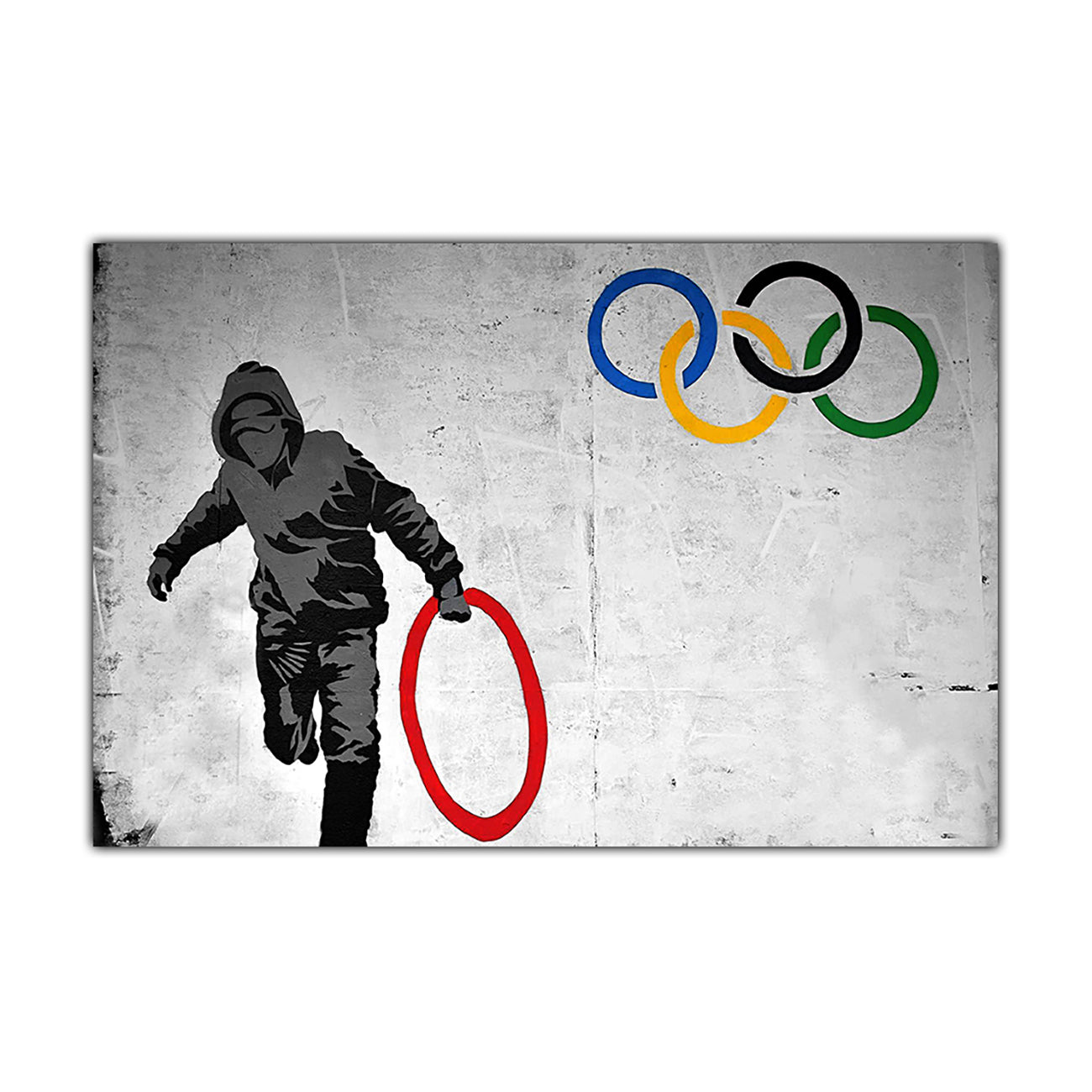 Banksy Olmypic Ring Canvas Wall Art Picture Print for the Living Room, Bedroom, Home Decor
