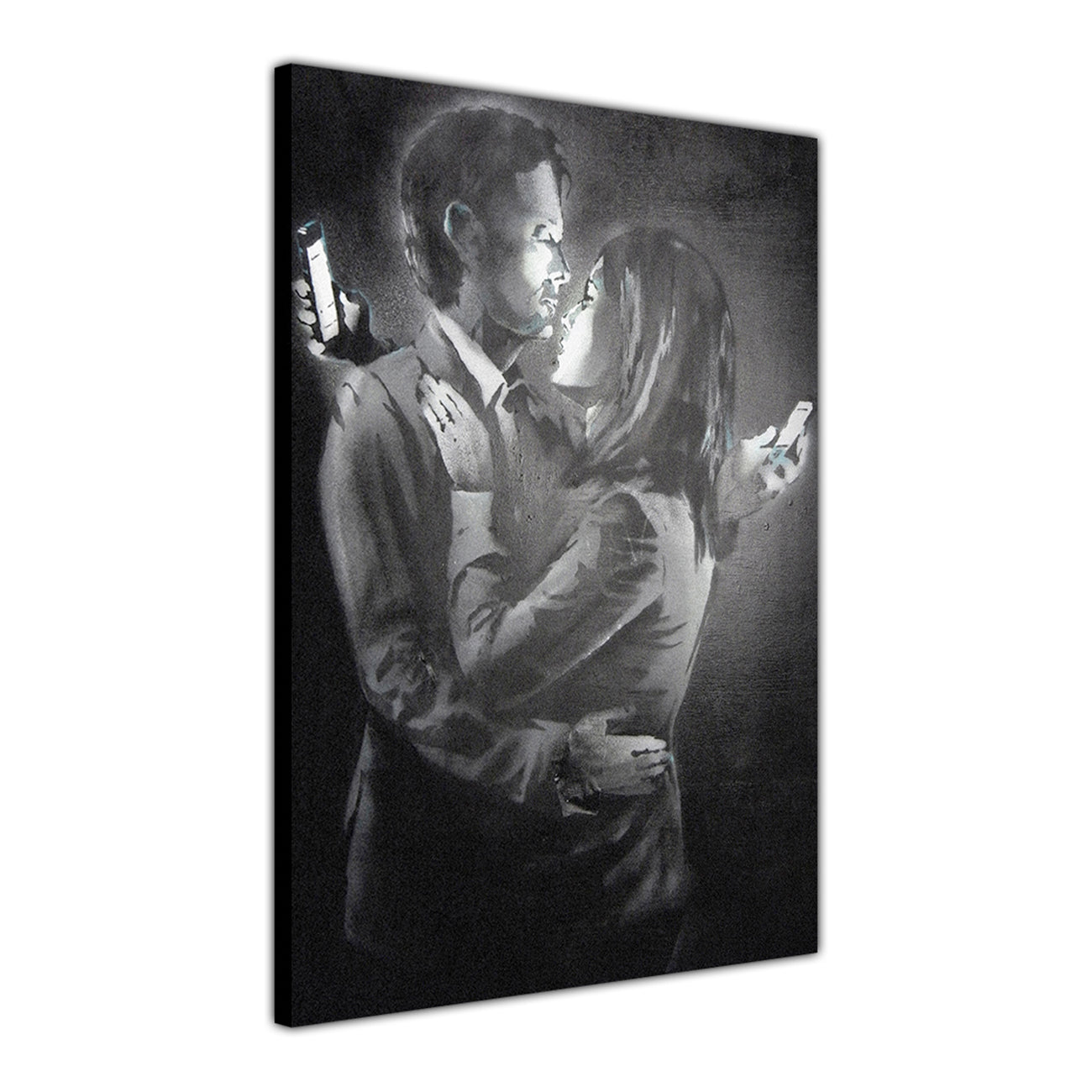 Banksy Phone Lovers Canvas Wall Art Picture Print for the Living Room, Bedroom, Home Decor