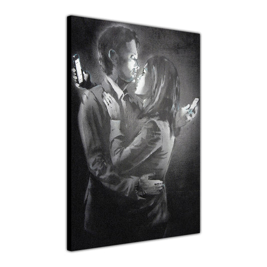 Banksy Phone Lovers Canvas Wall Art Picture Print for the Living Room, Bedroom, Home Decor