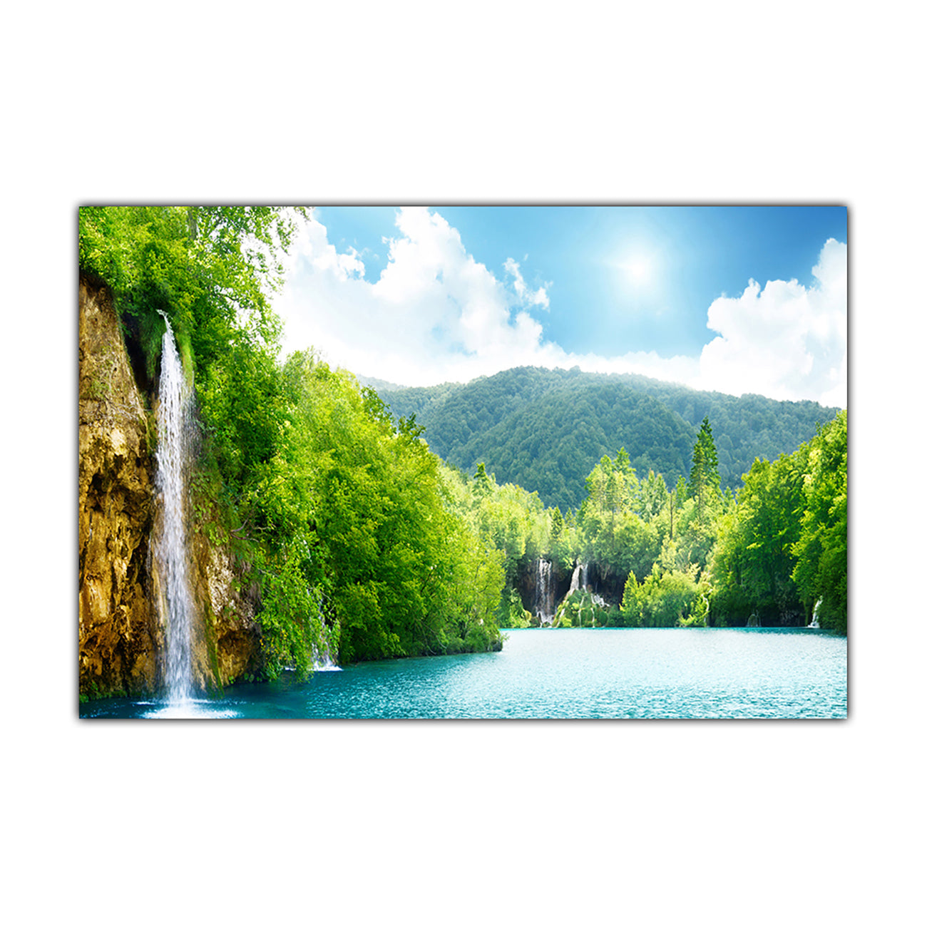 Waterfall Forest Canvas Wall Art Picture Print for the Living Room, Bedroom, Home Decor