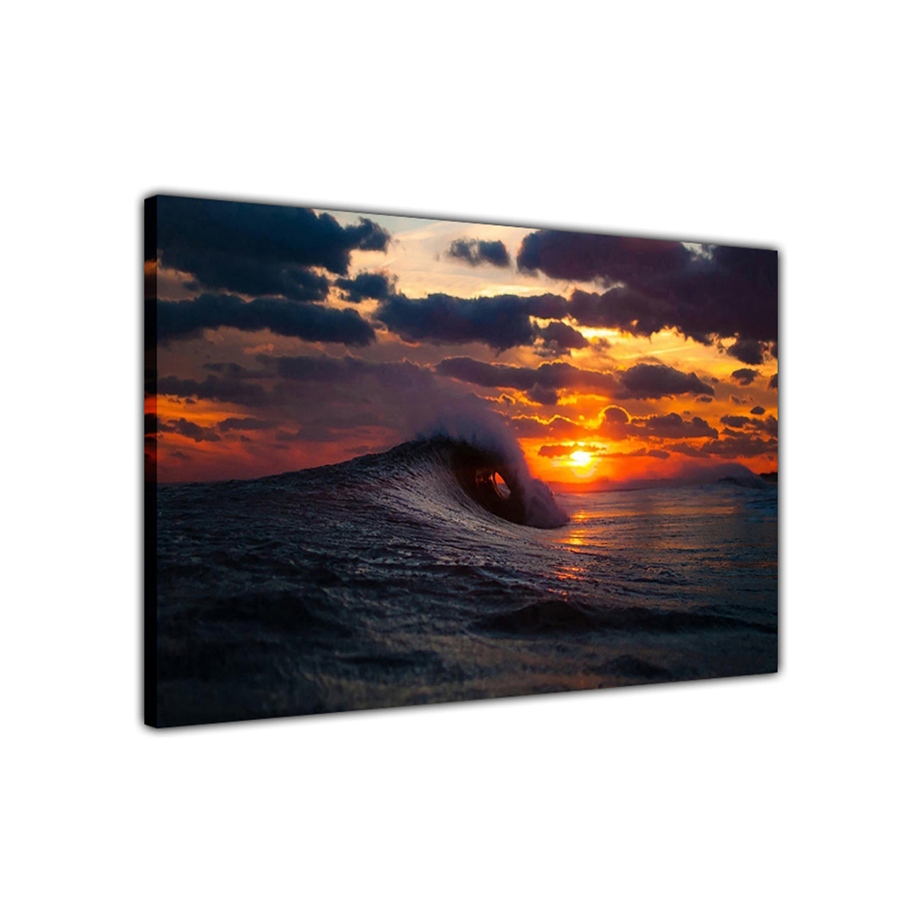 Sea Wave Sunset Canvas Wall Art Picture Print for the Living Room, Bedroom, Home Decor
