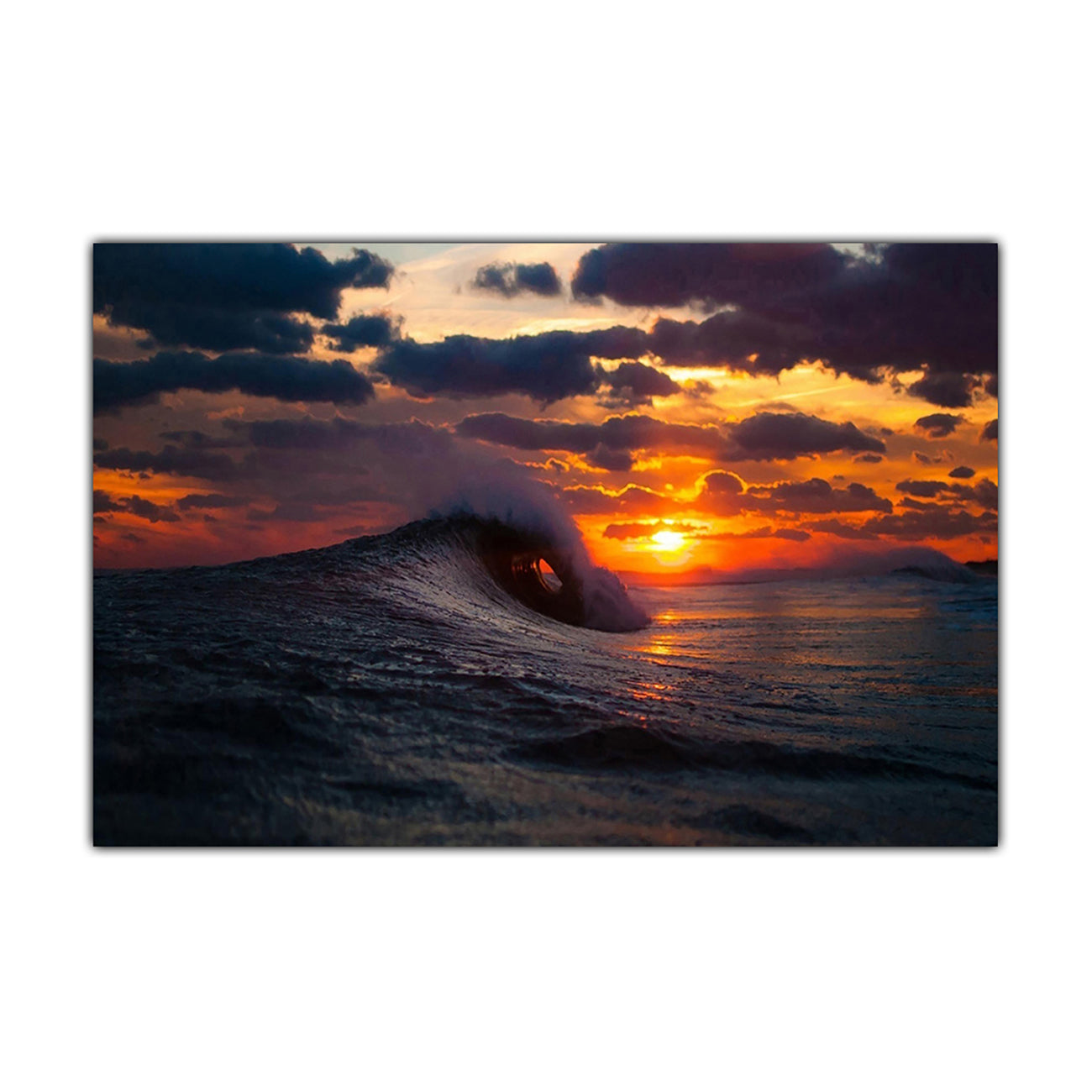 Sea Wave Sunset Canvas Wall Art Picture Print for the Living Room, Bedroom, Home Decor
