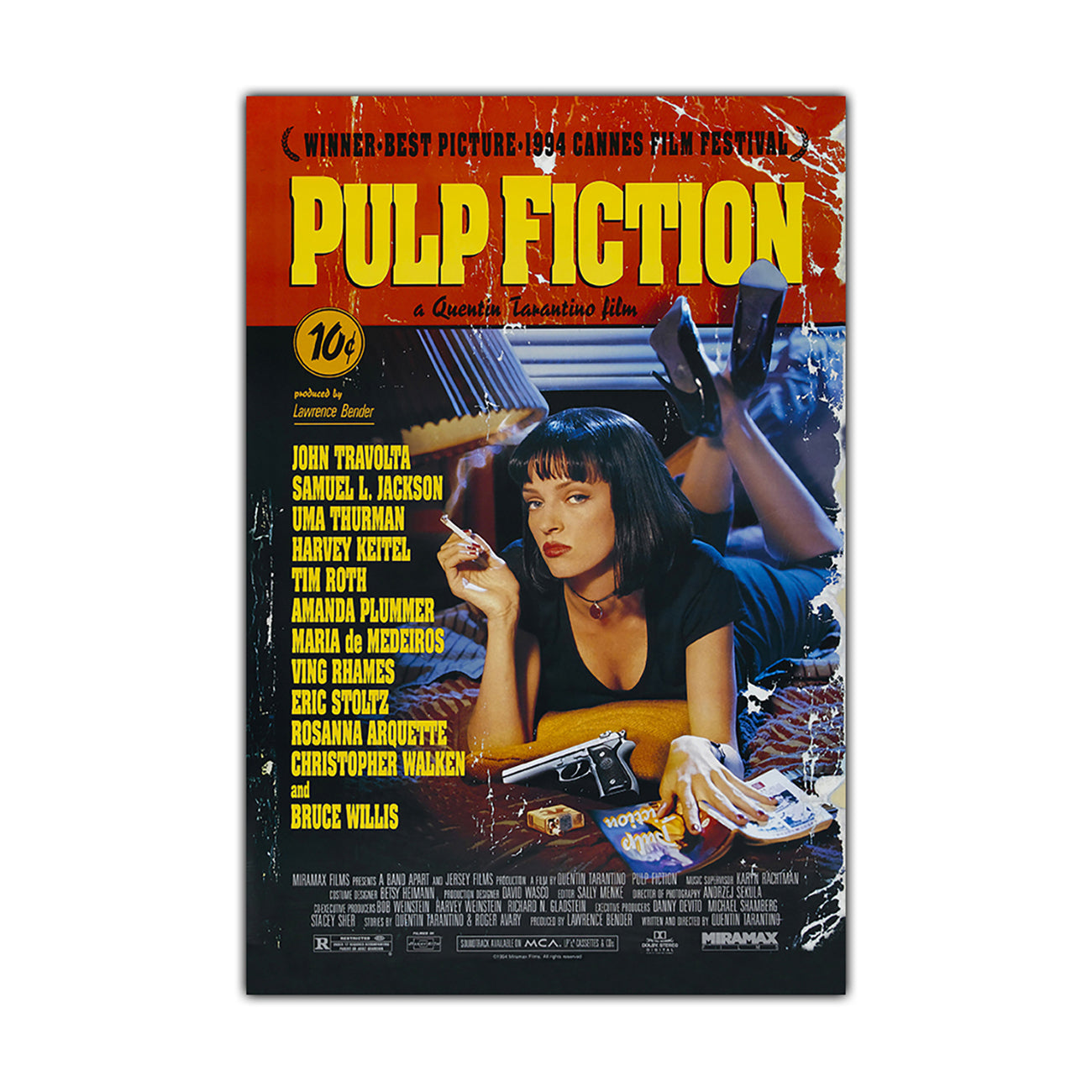 Pulp Fiction 1994 Movie Poster Canvas Wall Art Picture Print for the Living Room, Bedroom, Home Decor