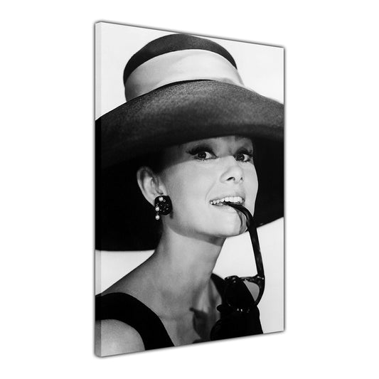 Audrey Hepburn BW Canvas Wall Art Picture Print for the Living Room, Bedroom, Home Decor