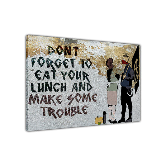 Banksy Make Trouble Canvas Wall Art Picture Print for the Living Room, Bedroom, Home Decor
