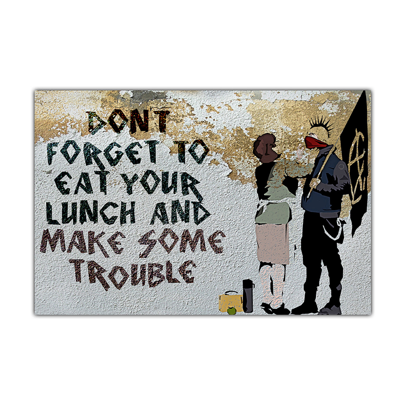 Banksy Make Trouble Canvas Wall Art Picture Print for the Living Room, Bedroom, Home Decor