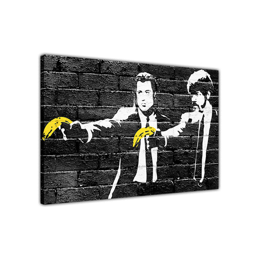 Banksy Pulp Fiction Yellow Bananan Canvas Wall Art Picture Print for the Living Room, Bedroom, Home Decor