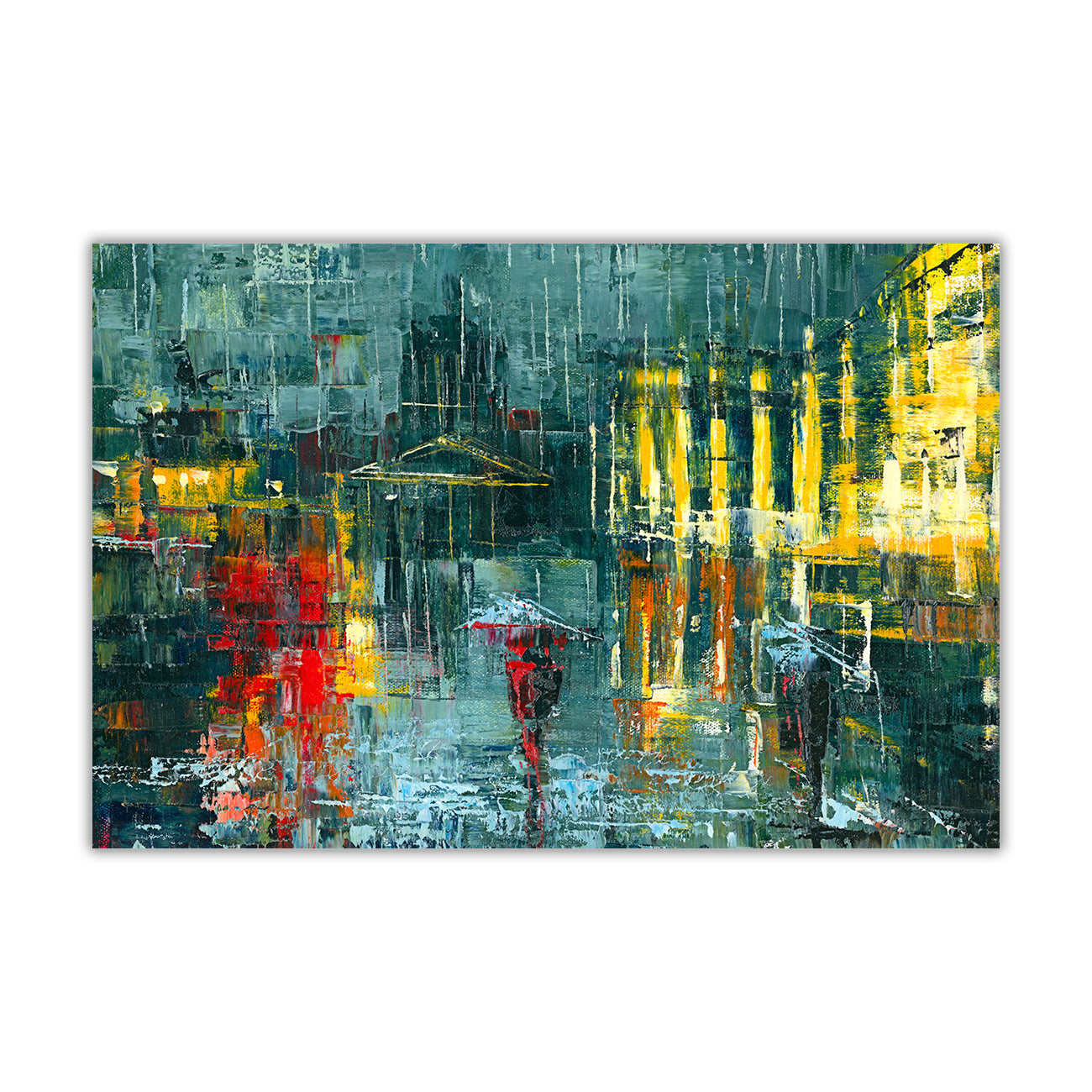 Rain City Abstract Canvas Wall Art Picture Print for the Living Room, Bedroom, Home Decor
