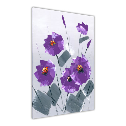 Purple Abstract Flowers Canvas Wall Art Picture Print for the Living Room, Bedroom, Home Decor