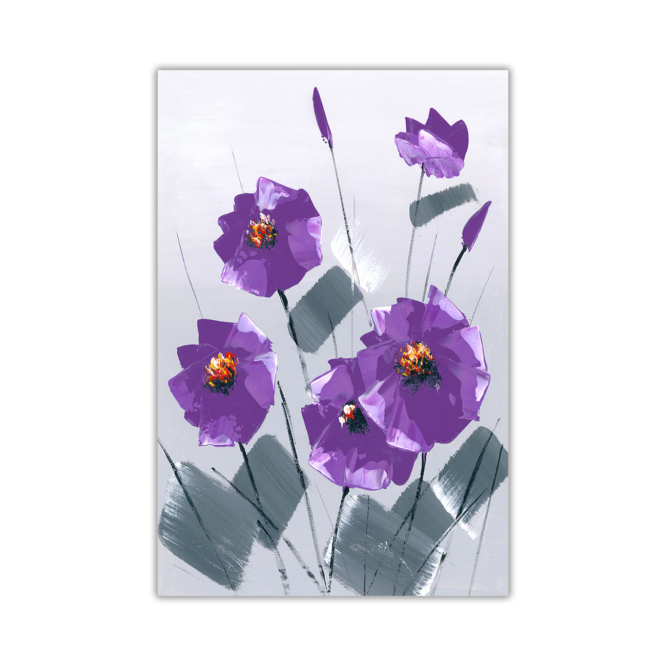 Purple Abstract Flowers Canvas Wall Art Picture Print for the Living Room, Bedroom, Home Decor