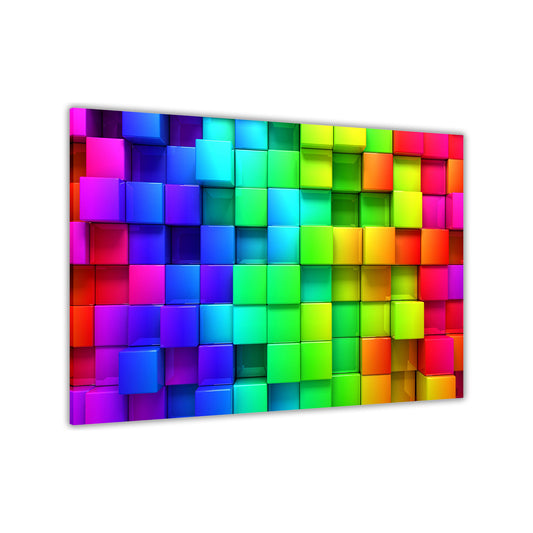 Rainbow Blocks Canvas Wall Art Picture Print for the Living Room, Bedroom, Home Decor