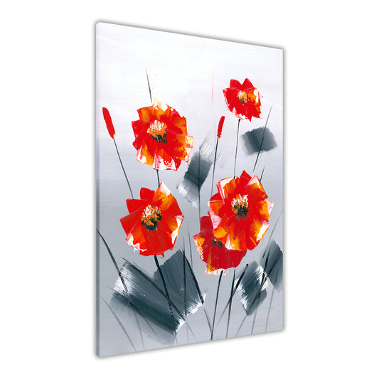 Red Abstract Flowers Canvas Wall Art Picture Print for the Living Room, Bedroom, Home Decor