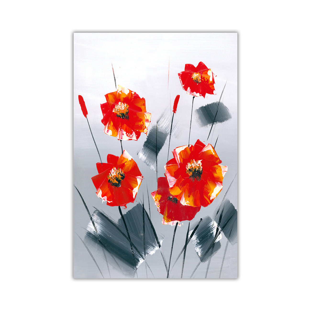 Red Abstract Flowers Canvas Wall Art Picture Print for the Living Room, Bedroom, Home Decor
