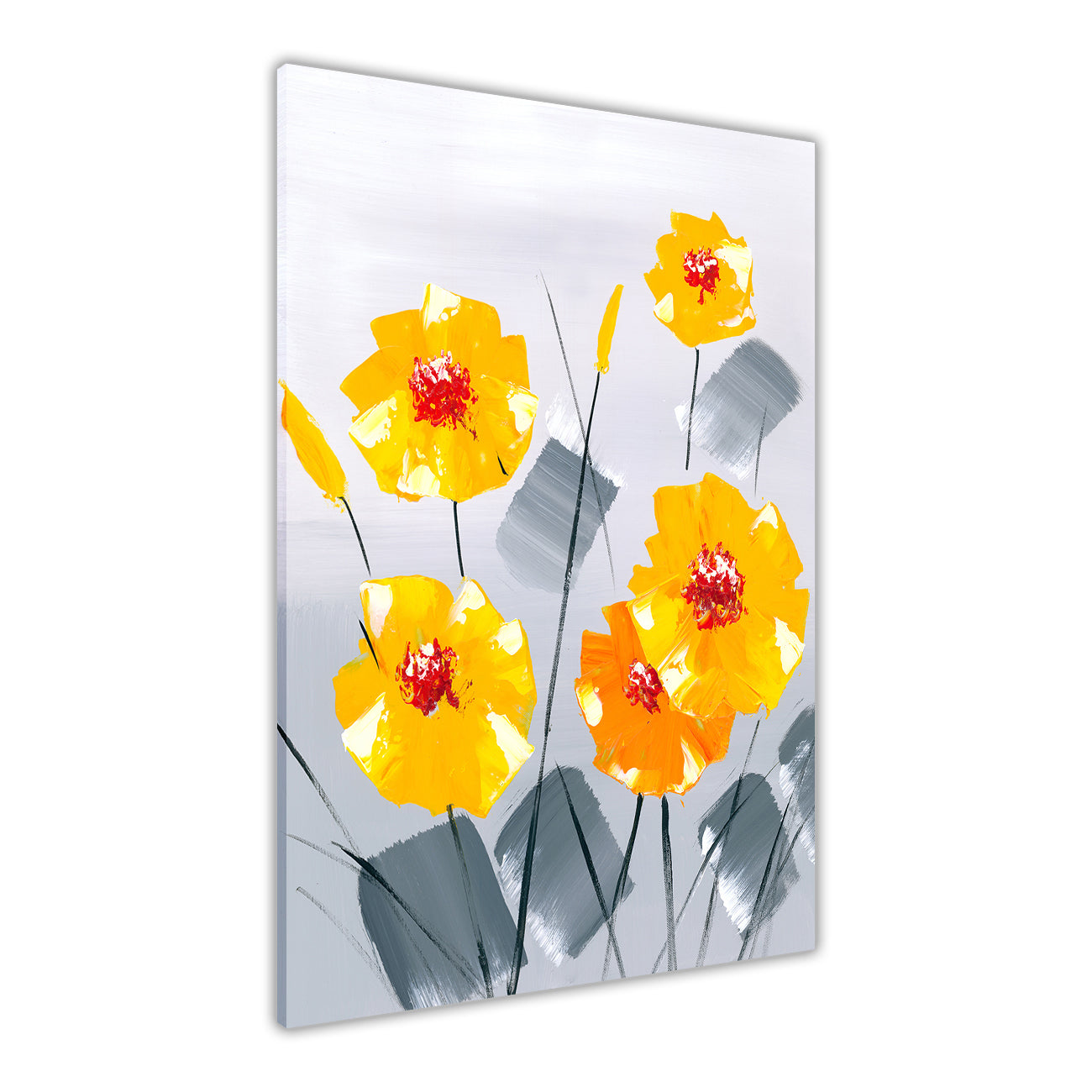 Yellow Abstract Flowers Canvas Wall Art Picture Print for the Living Room, Bedroom, Home Decor
