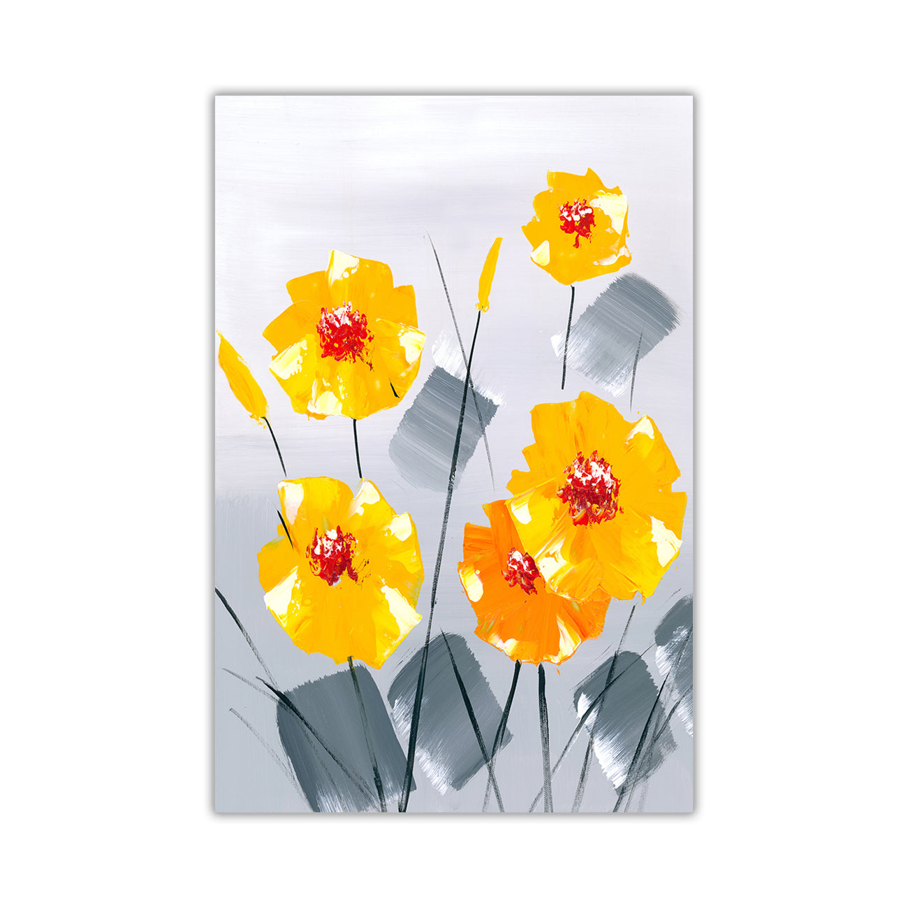 Yellow Abstract Flowers Canvas Wall Art Picture Print for the Living Room, Bedroom, Home Decor