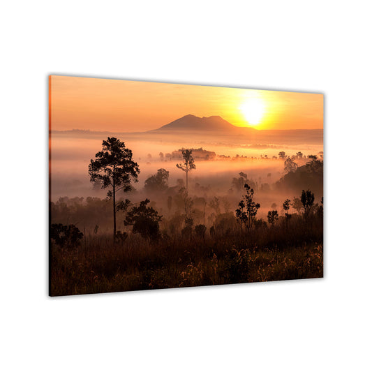 African Sunset Mist Canvas Wall Art Picture Print for the Living Room, Bedroom, Home Decor