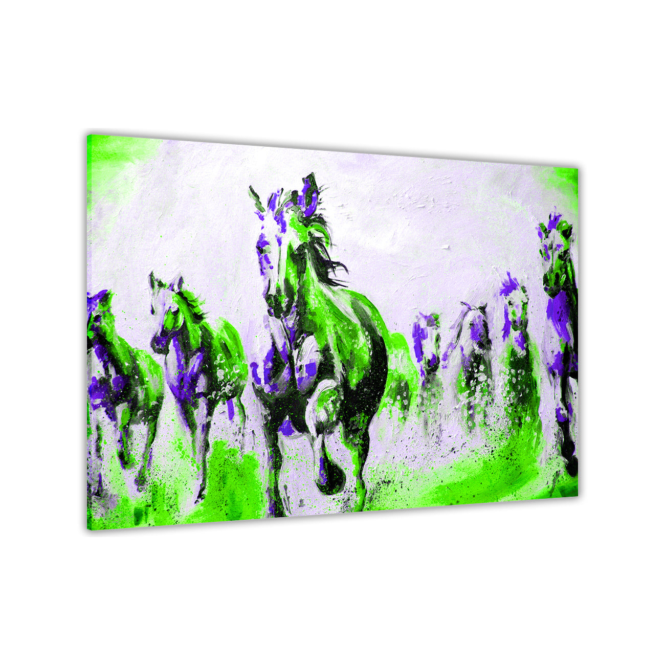 Horses Oil Painting Green Canvas Wall Art Picture Print for the Living Room, Bedroom, Home Decor