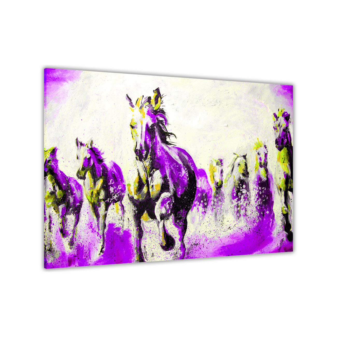 Horses Oil Painting Purple Canvas Wall Art Picture Print for the Living Room, Bedroom, Home Decor