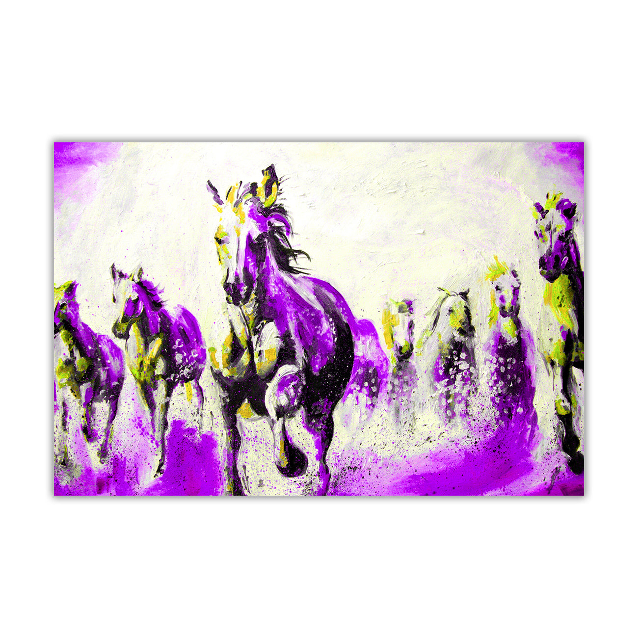 Horses Oil Painting Purple Canvas Wall Art Picture Print for the Living Room, Bedroom, Home Decor