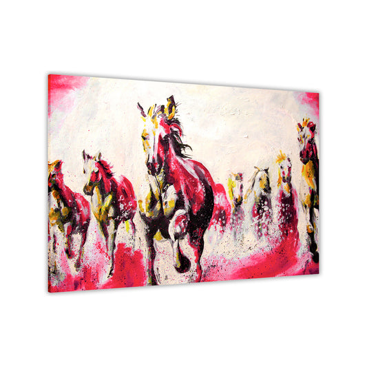 Horses Oil Painting Red Canvas Wall Art Picture Print for the Living Room, Bedroom, Home Decor