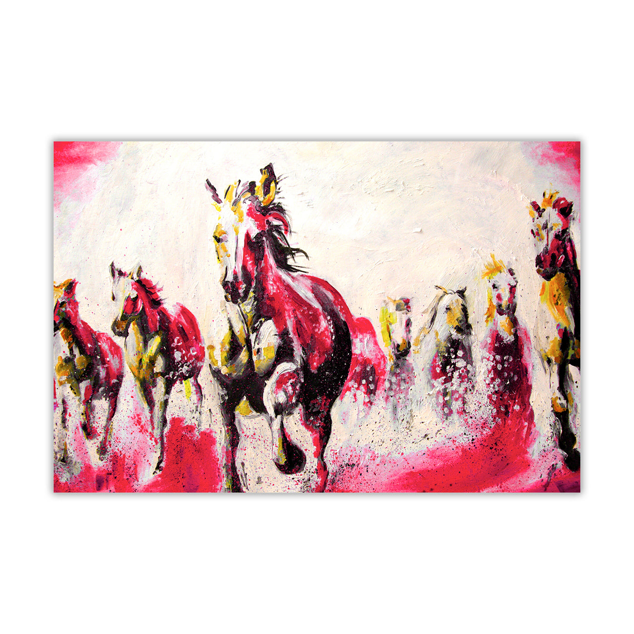 Horses Oil Painting Red Canvas Wall Art Picture Print for the Living Room, Bedroom, Home Decor
