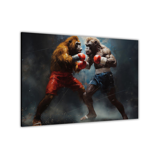 Monkey Boxing Canvas Wall Art Picture Print for the Living Room, Bedroom, Home Decor