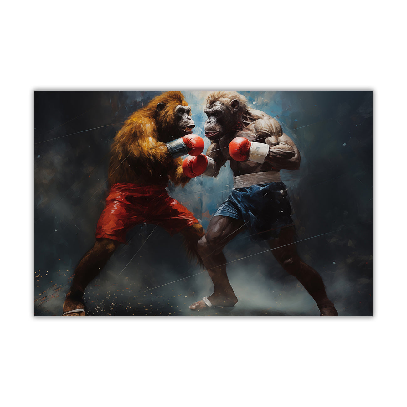 Monkey Boxing Canvas Wall Art Picture Print for the Living Room, Bedroom, Home Decor