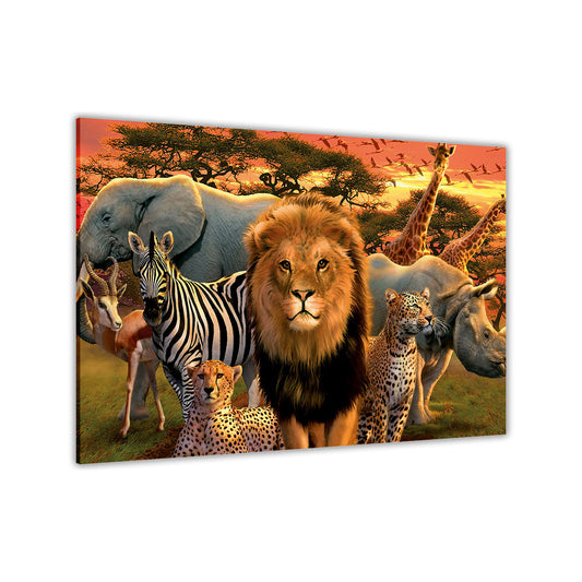 Wild Cute African Animals Canvas Wall Art Picture Print for the Living Room, Bedroom, Home Decor