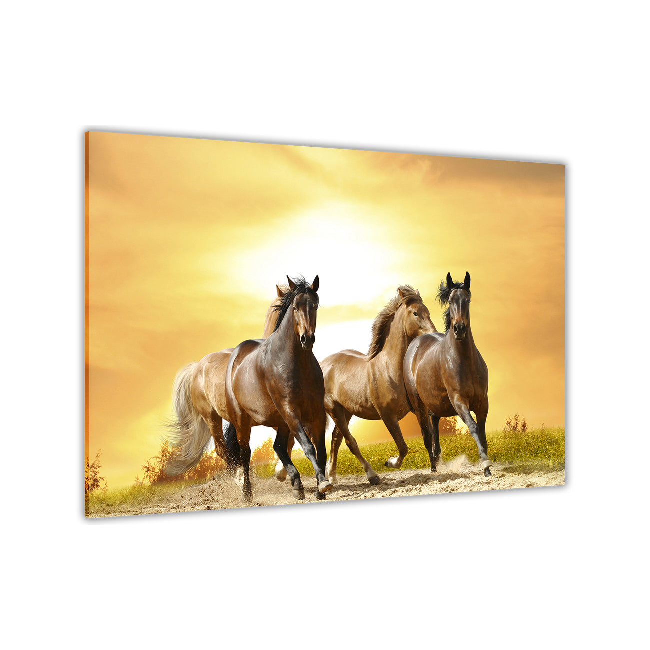 Wild Horses Sunset Canvas Wall Art Picture Print for the Living Room, Bedroom, Home Decor
