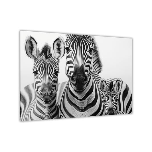 Zebra Family Canvas Wall Art Picture Print for the Living Room, Bedroom, Home Decor