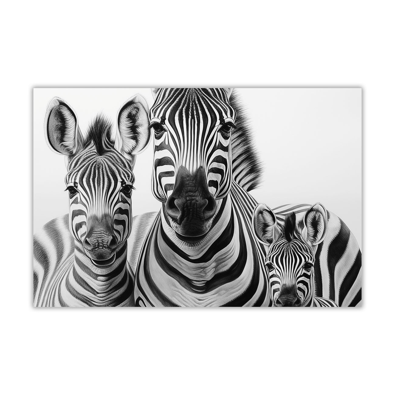 Zebra Family Canvas Wall Art Picture Print for the Living Room, Bedroom, Home Decor