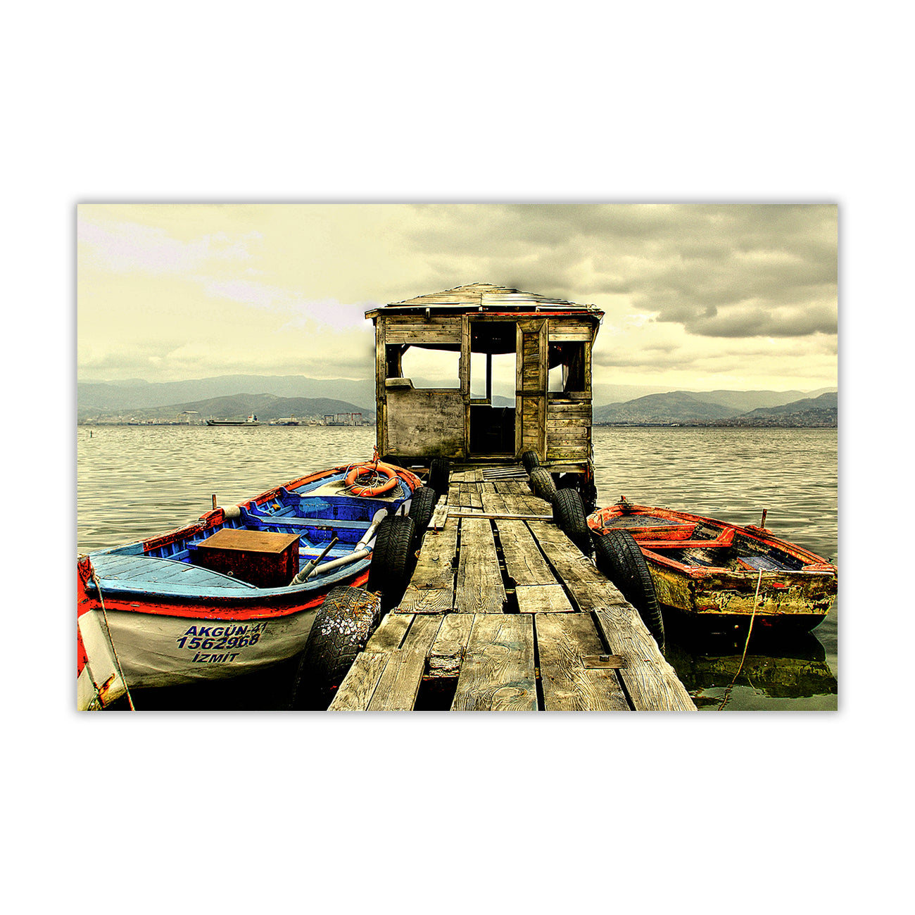 Boat And Jetty Canvas Wall Art Picture Print for the Living Room, Bedroom, Home Decor