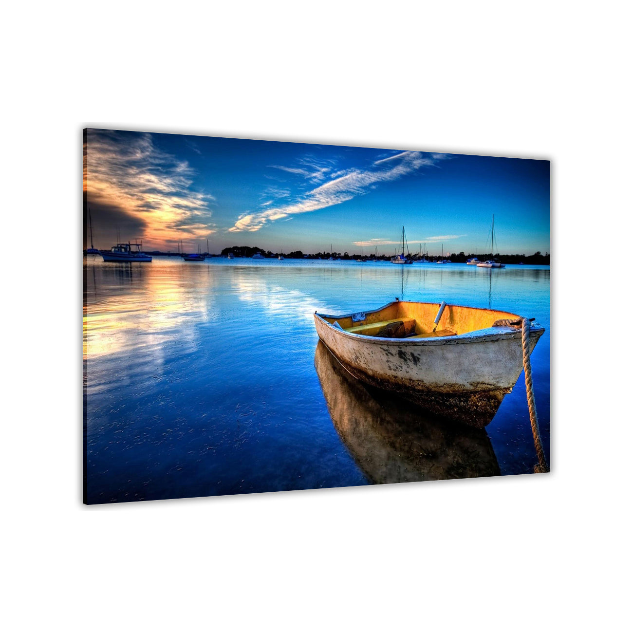 Dinky Boat Blue Sky Canvas Wall Art Picture Print for the Living Room, Bedroom, Home Decor