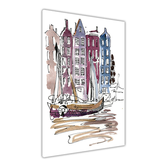 Amsterdam Sketch Canvas Wall Art Picture Print for the Living Room, Bedroom, Home Decor