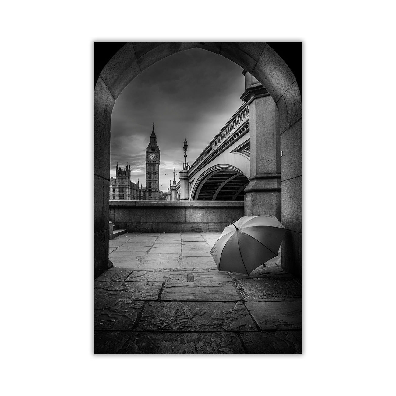 Big Ben Umbrella Canvas Wall Art Picture Print for the Living Room, Bedroom, Home Decor