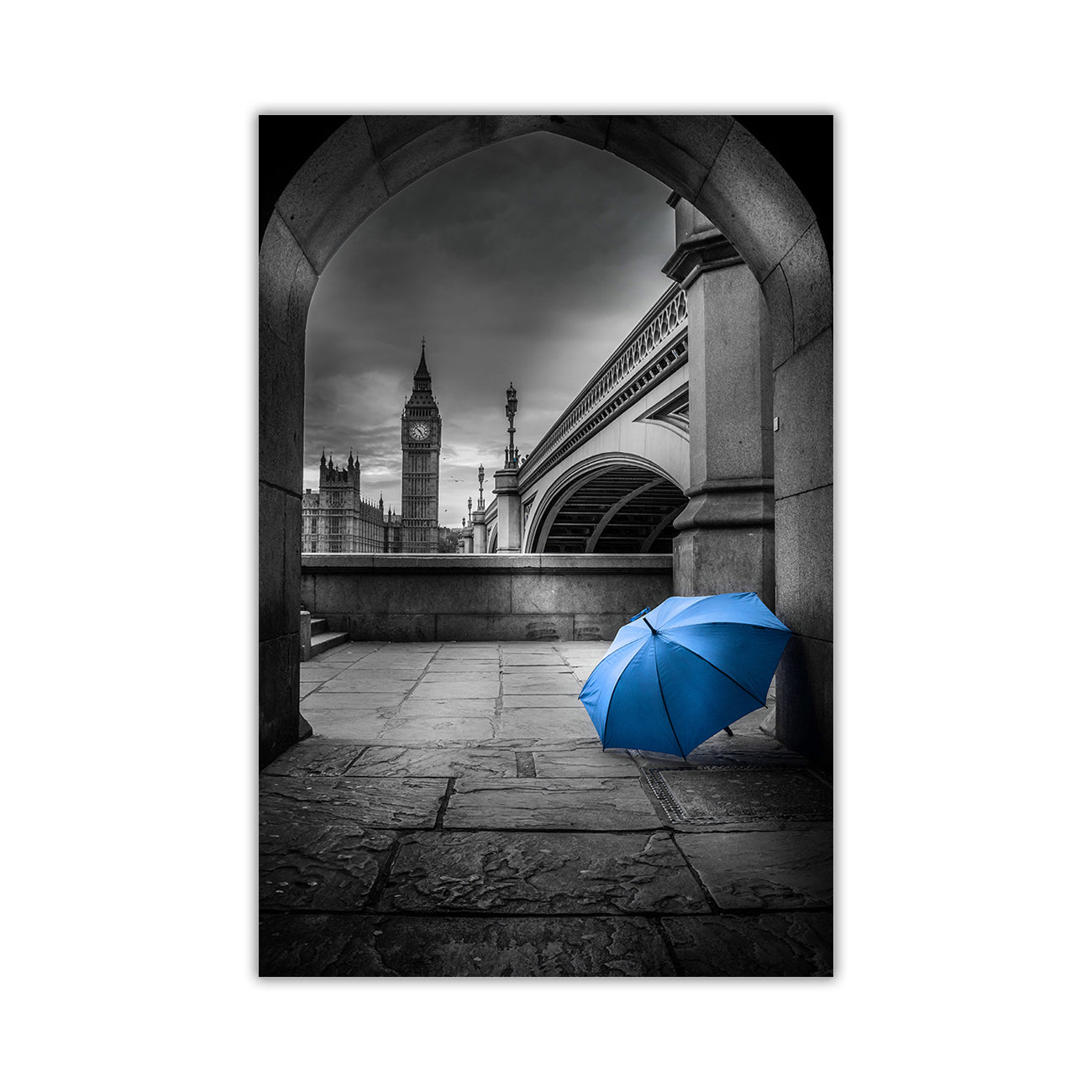 Big Ben Umbrella Canvas Wall Art Picture Print for the Living Room, Bedroom, Home Decor