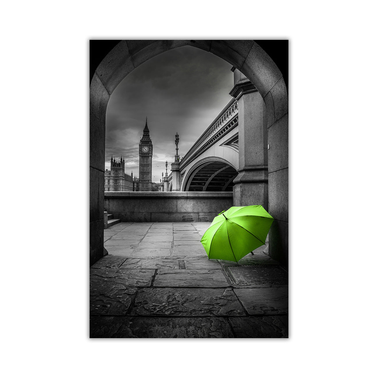 Big Ben Umbrella Canvas Wall Art Picture Print for the Living Room, Bedroom, Home Decor