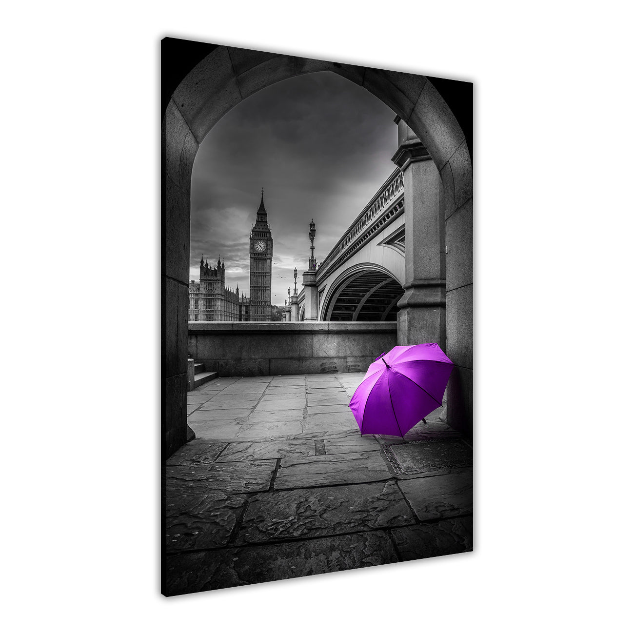 Big Ben Umbrella Canvas Wall Art Picture Print for the Living Room, Bedroom, Home Decor