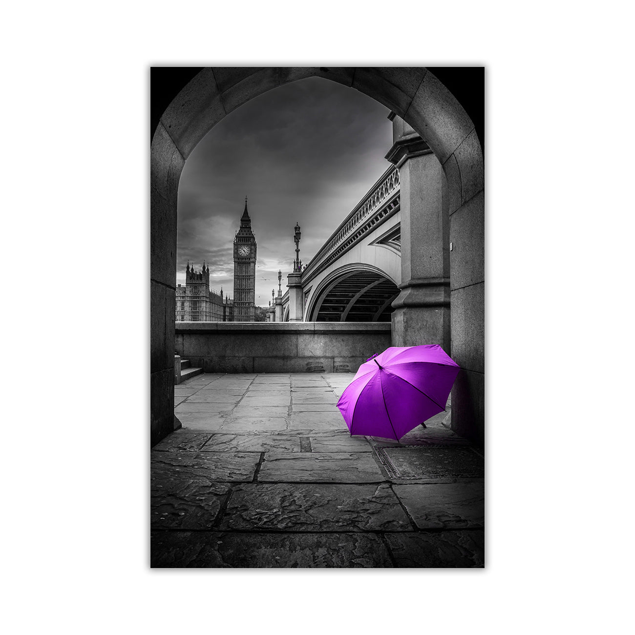 Big Ben Umbrella Canvas Wall Art Picture Print for the Living Room, Bedroom, Home Decor